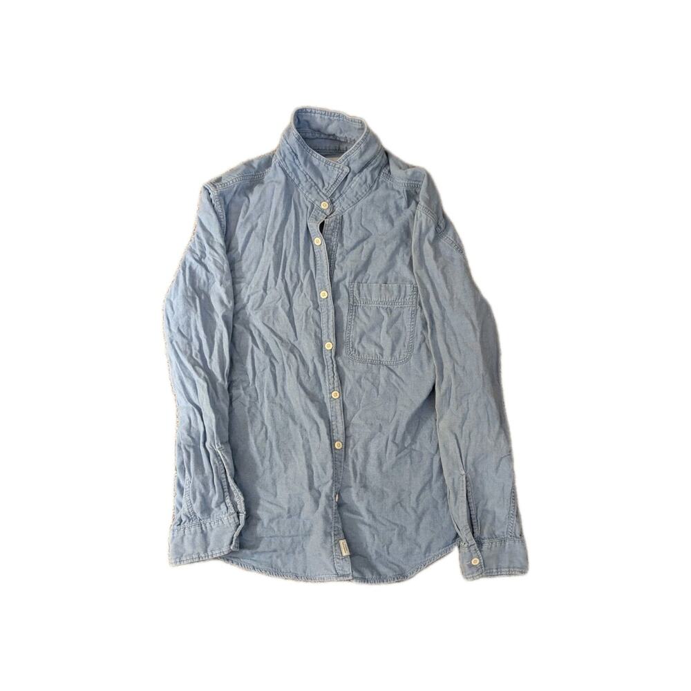 XL Mens Blue Long Sleeve Button Up American Eagle Super Soft Cotton Shirt